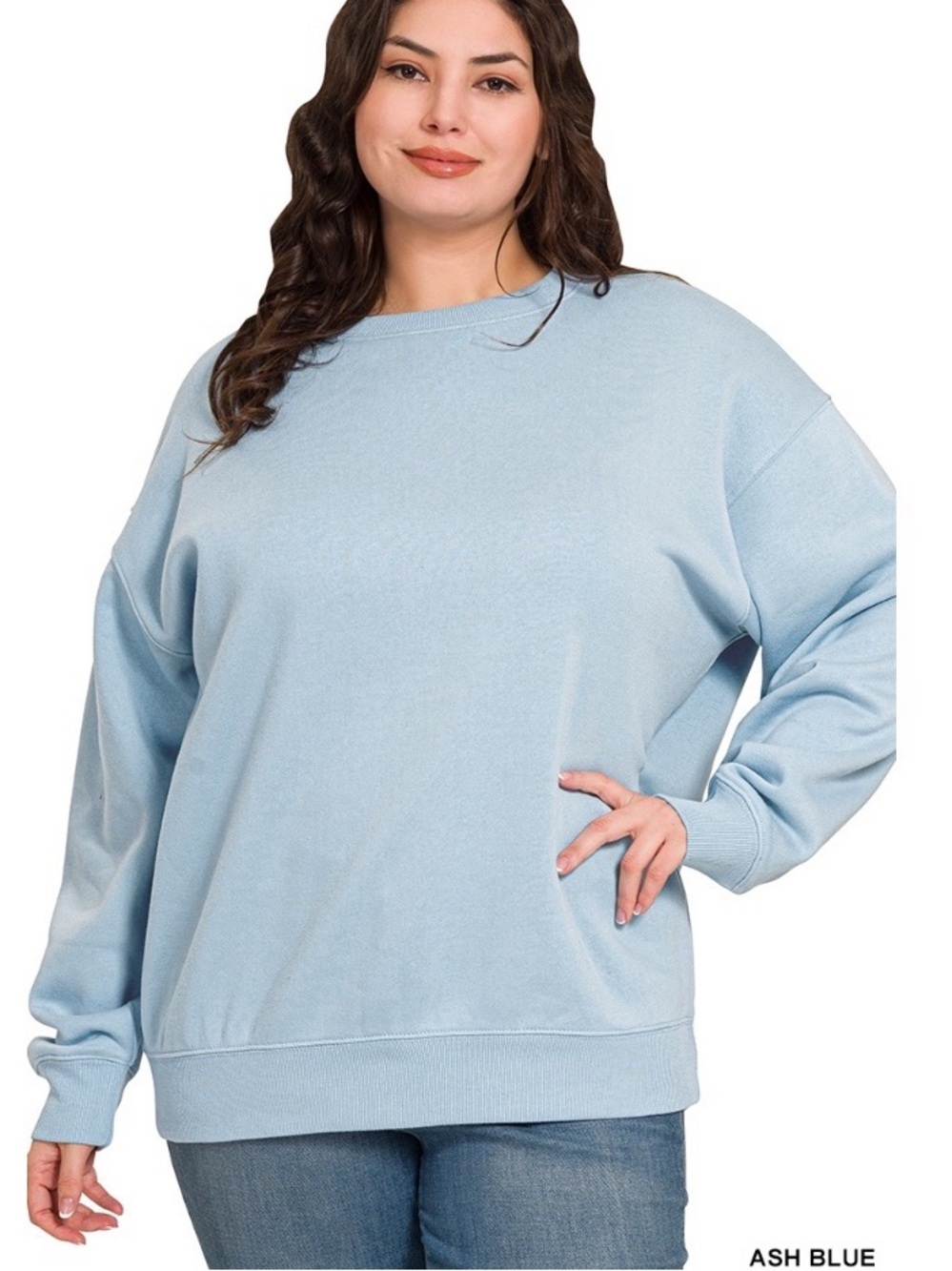 Zenana 1X FLEECE CREWNECK PULLOVER SWEATSHIRTS